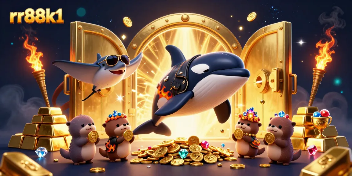 Experience thrilling gameplay at rr88k1 with cartoon characters amid gold and treasure, perfect for casino enthusiasts.