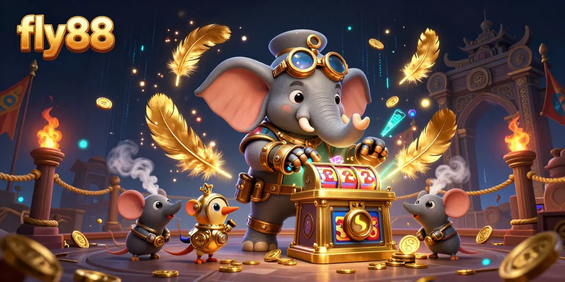 Experience the exhilarating action at fly88 with a captivating steampunk-themed casino scene full of vibrant game elements.