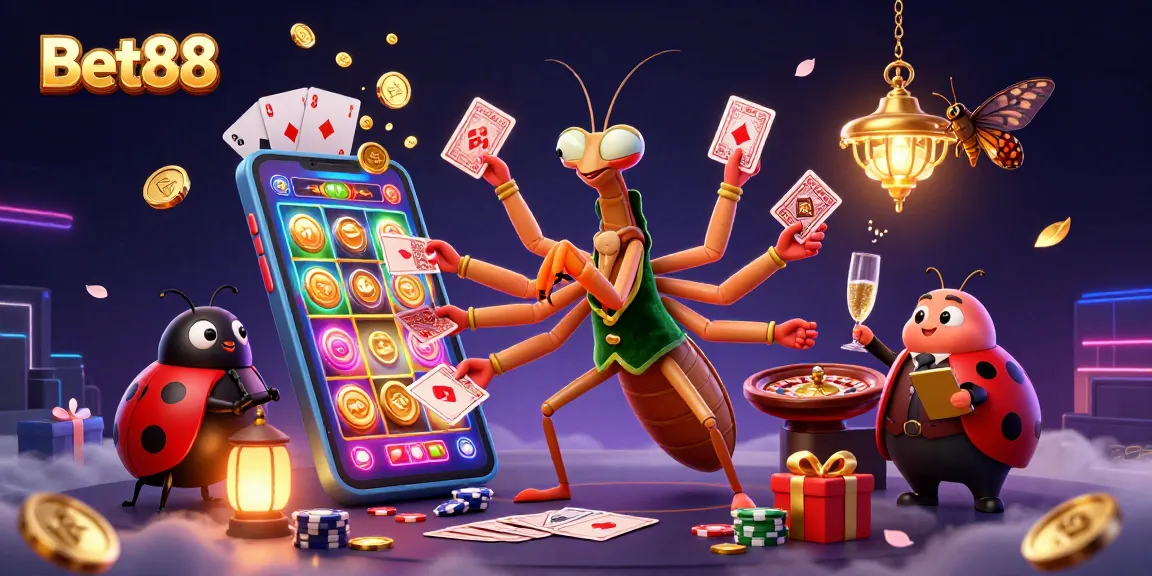 Experience exciting gaming with Bet88's vibrant visuals and engaging characters in a lively casino setting.