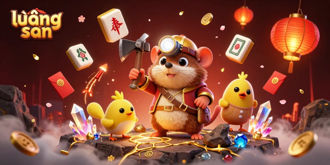 Experience winning action at lương sơn with a vibrant representation of a mole mining treasures amidst dynamic casino elements.