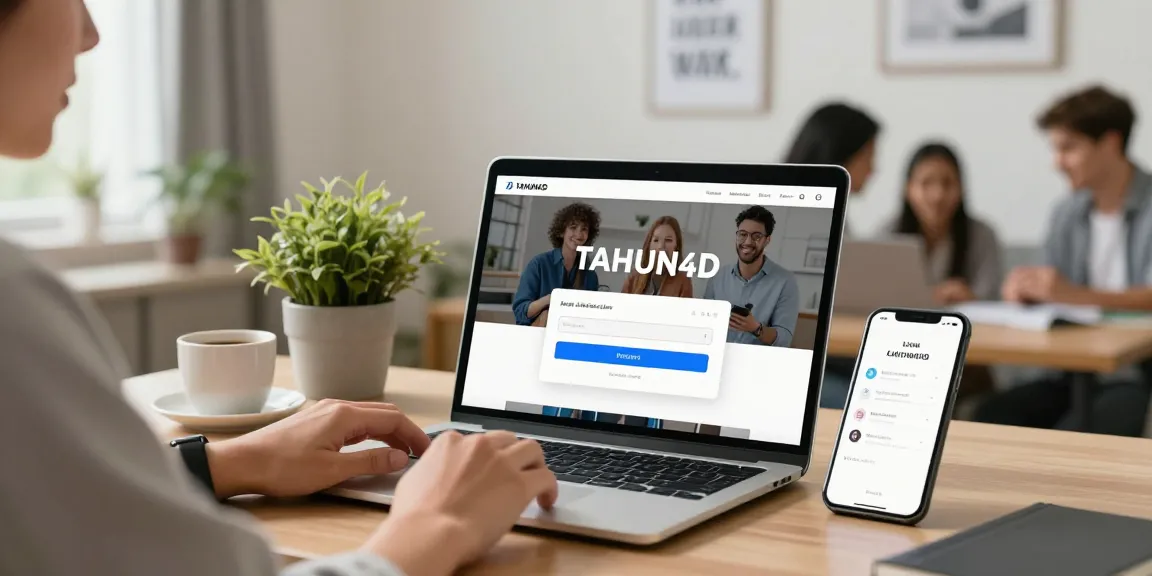 Antarmuka login tahun4d alternatif dengan pengguna di ruang kerja modern.
