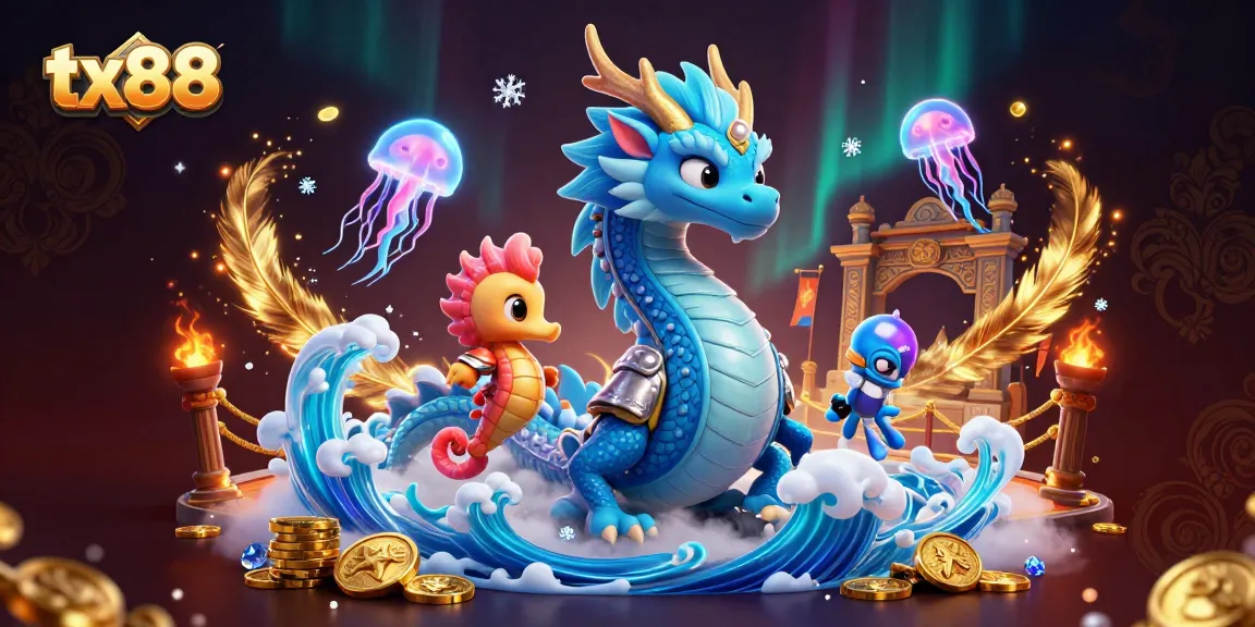 Experience enchanting gaming with tx88’s thrilling dragon, knight, and jellyfish scene.