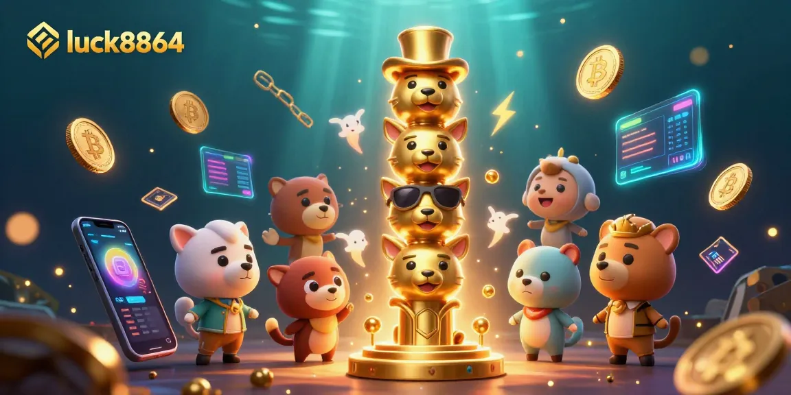 Experience vibrant gaming action at luck8864 with a lively 3D casino illustration.