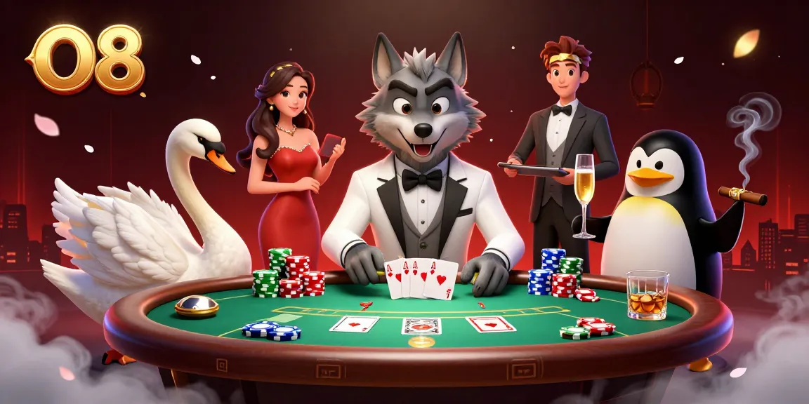 Engage in thrilling gaming action at O8 with vibrant casino characters, immersive details, and rich atmosphere.