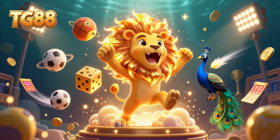 Engage with TG88's vibrant 3D casino scene featuring energetic games and dazzling elements.
