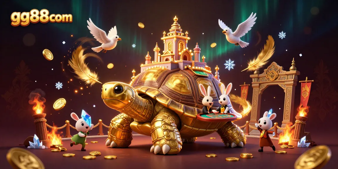 Experience thrilling gameplay at gg88com with a golden tortoise casino palace and rabbit dealer.