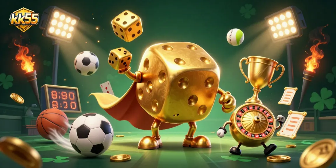 Experience thrilling gameplay with kk55's vibrant 3D celebration of casino elements.